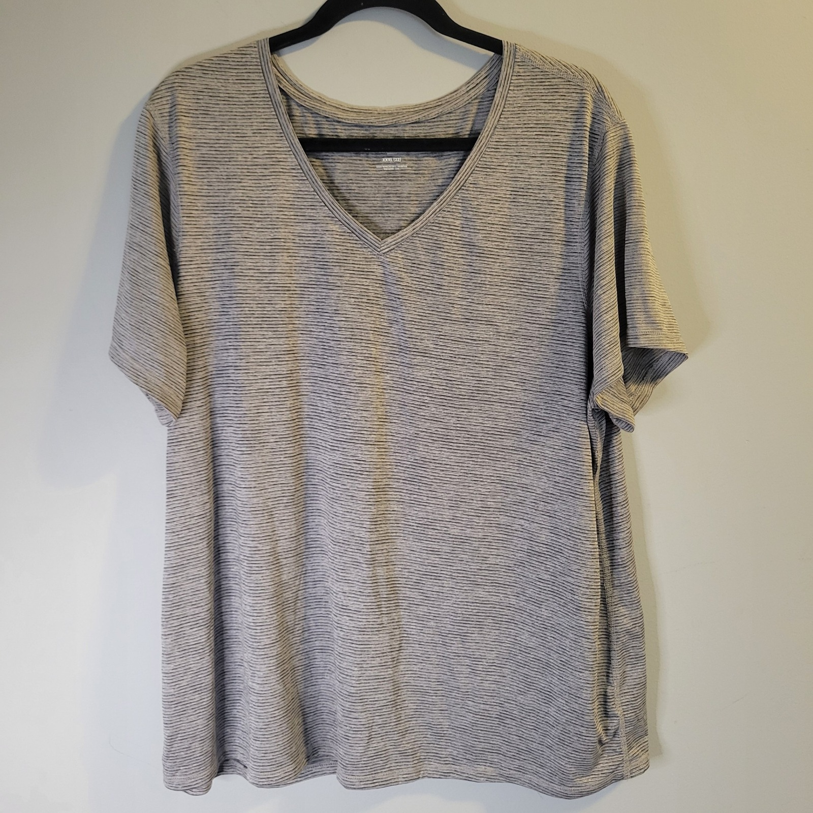 Athletic Works Womens Xxxl 22 Gray Space Dye V-Neck Performance T-Shirt
